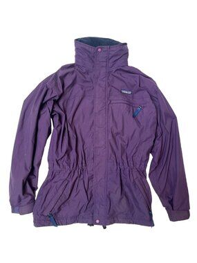 Vintage Women's Patagonia Waterproof Hooded Storm Rain Jacket | Purple, Size XS